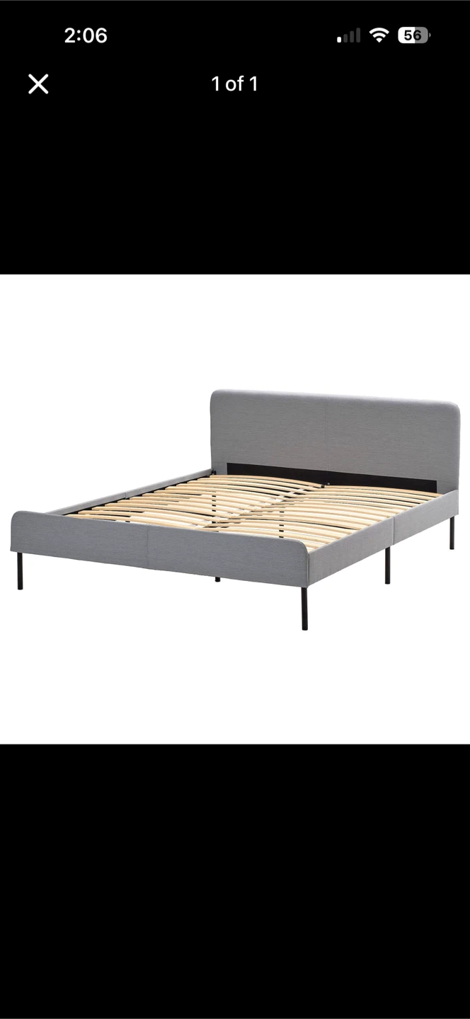 IKEA Grey Upholstered twin Bed Frame