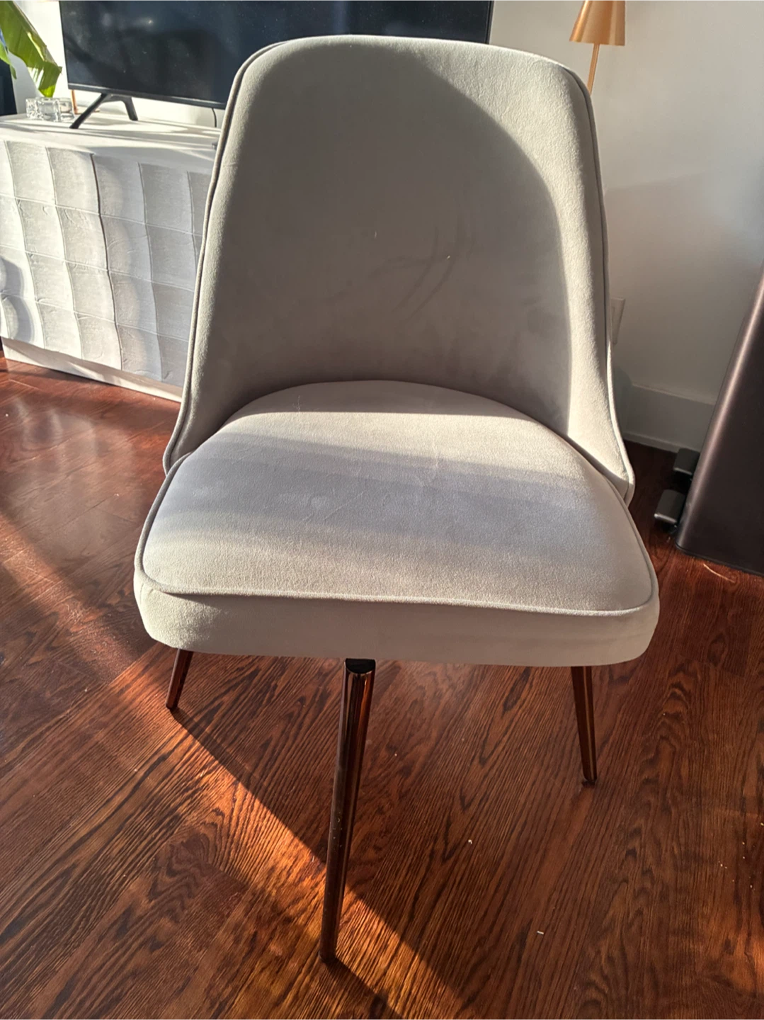 West Elm Light Gray Velvet Swivel Chair - photo 2
