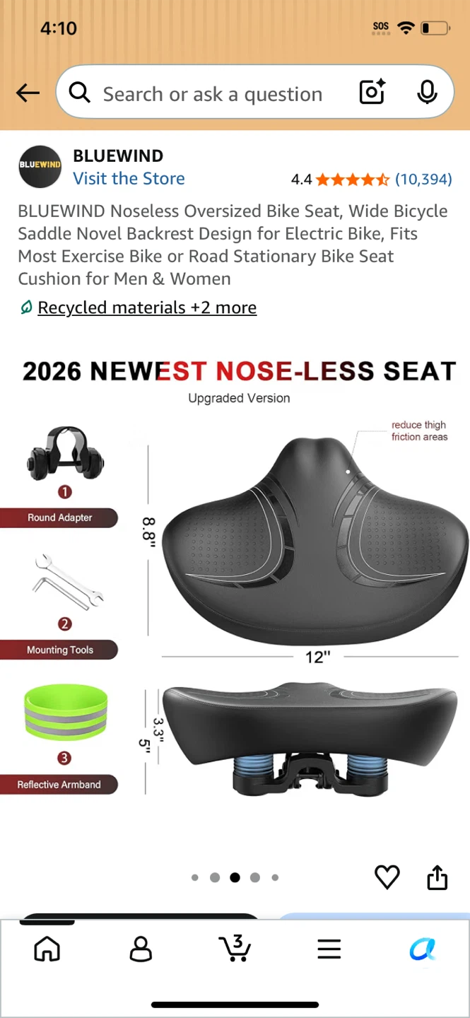 BLUEWIND Noseless Oversized Bike Seat