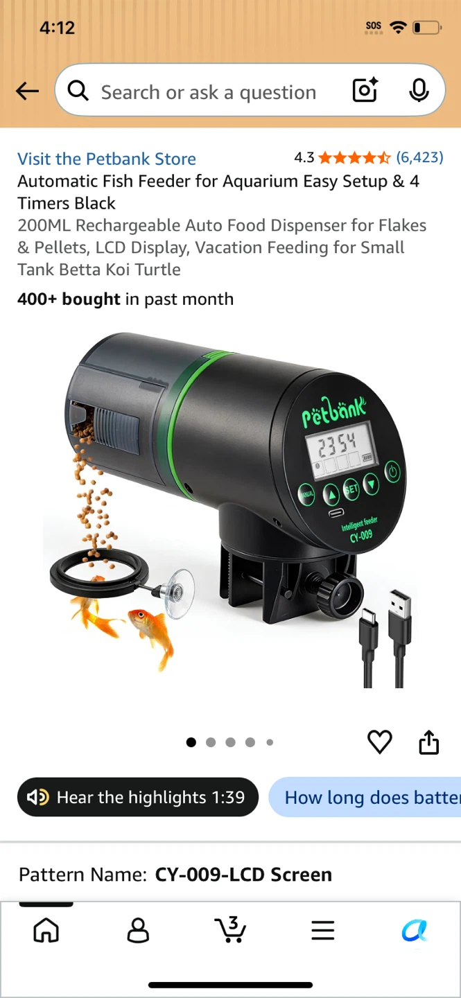 Petbank Automatic Fish Feeder CY-009