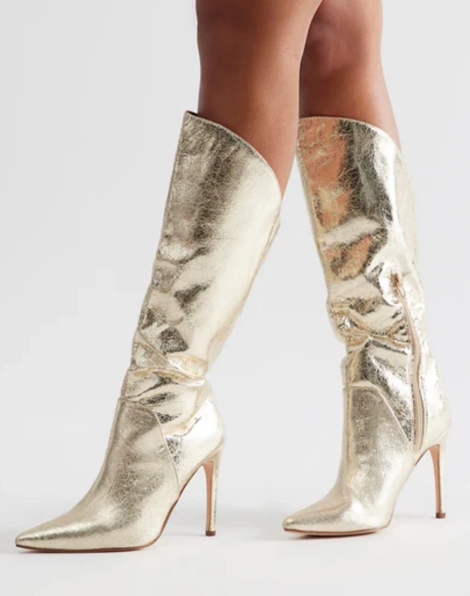 ✨ Gold Metallic Statement Boots – Show, Dance & Performance
