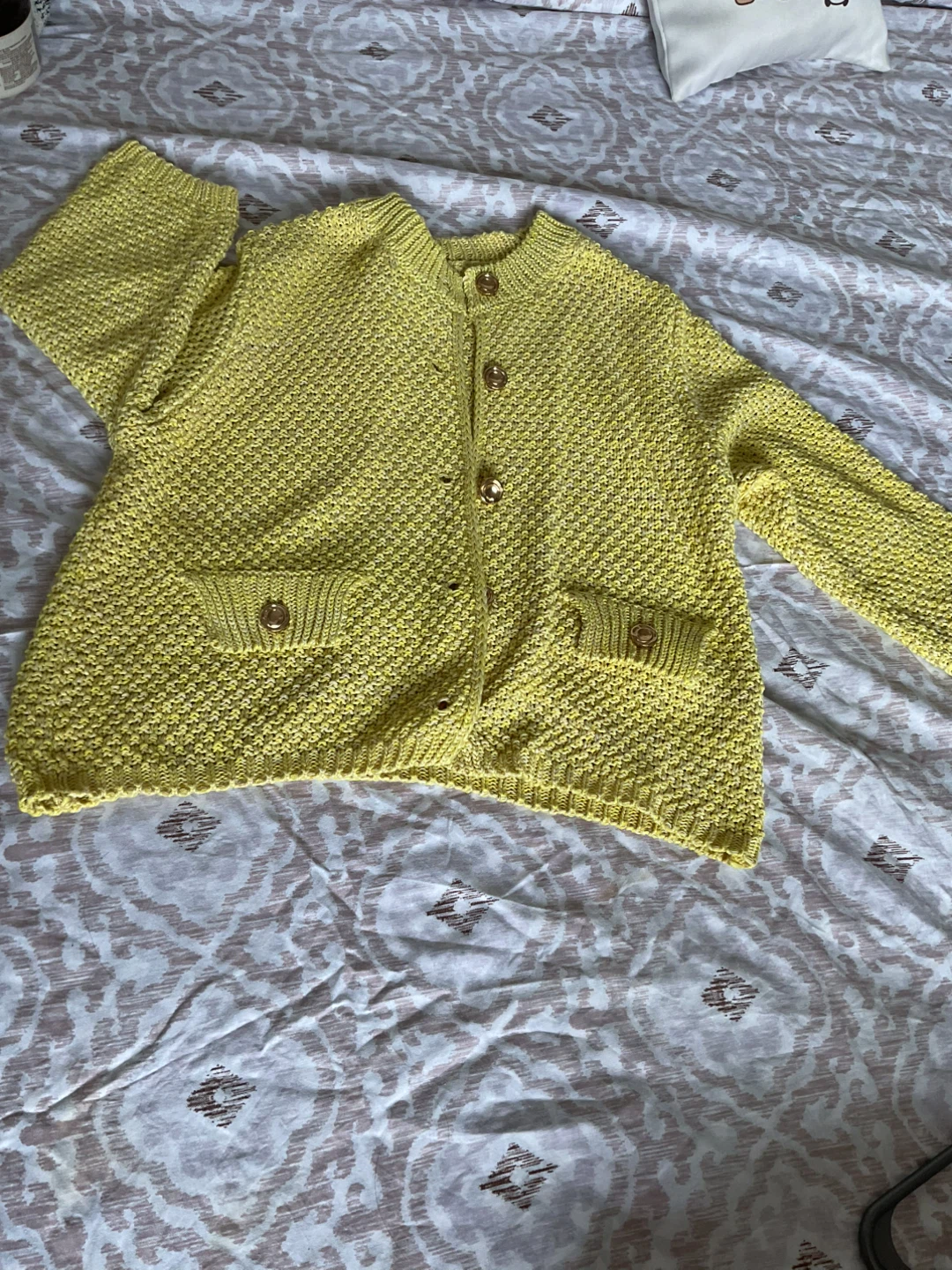 Yellow Button-Up Knit Cardigan