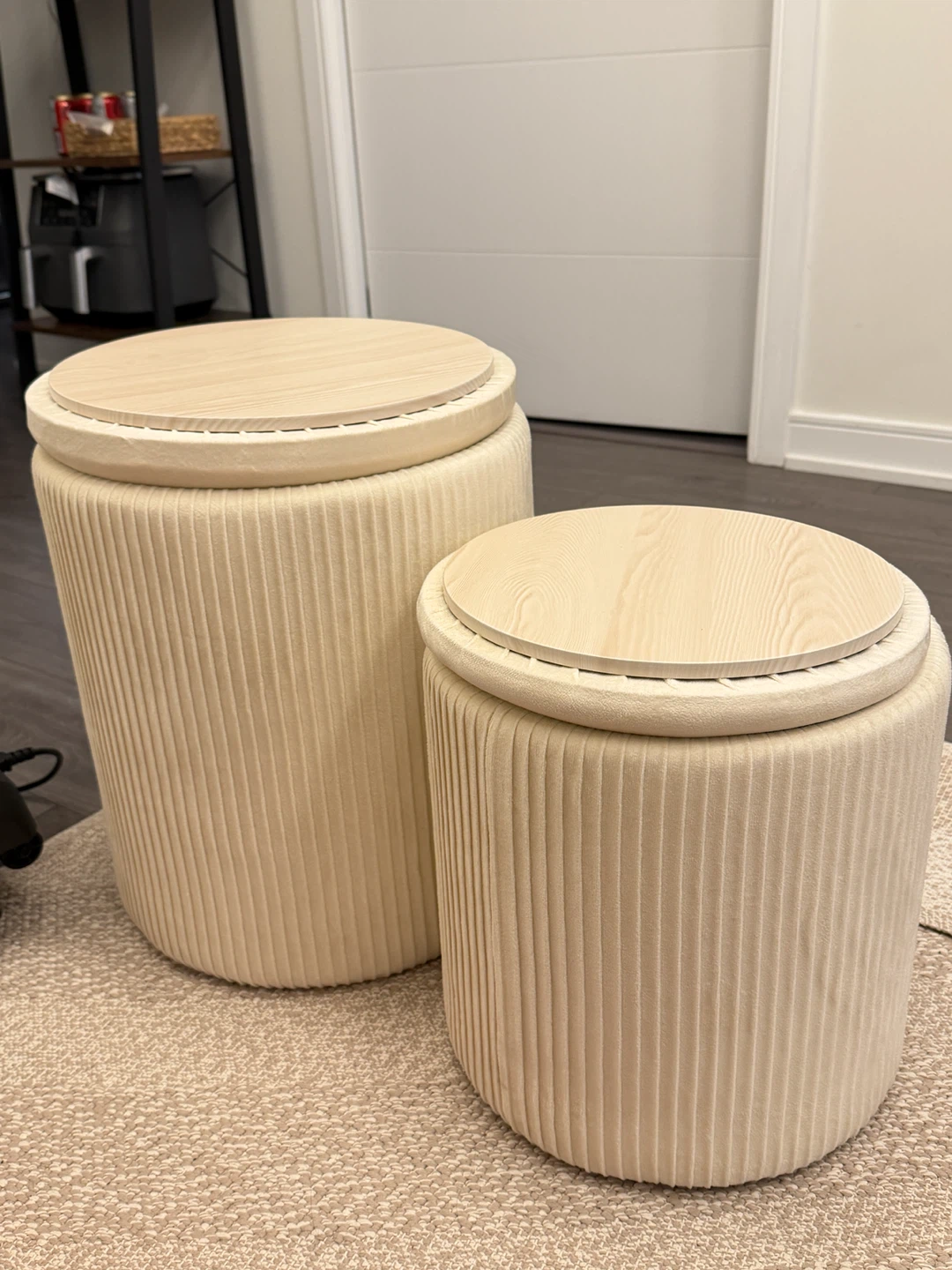 Set of Two Cream Storage Ottomans
