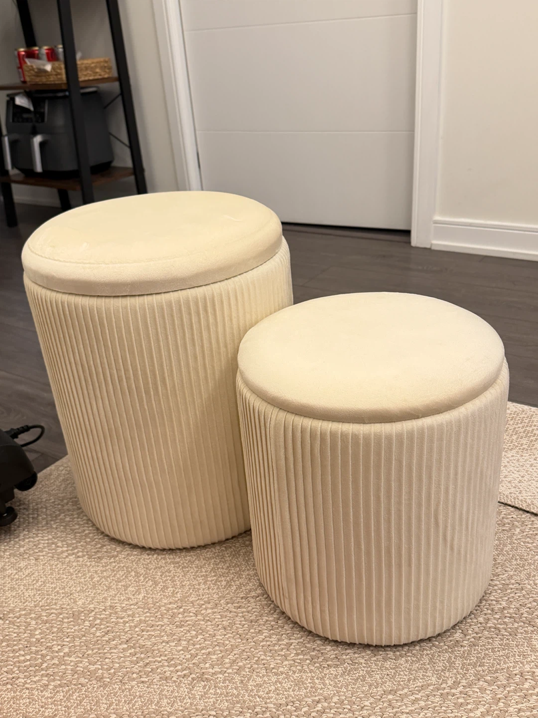 Set of Two Cream Storage Ottomans - photo 2