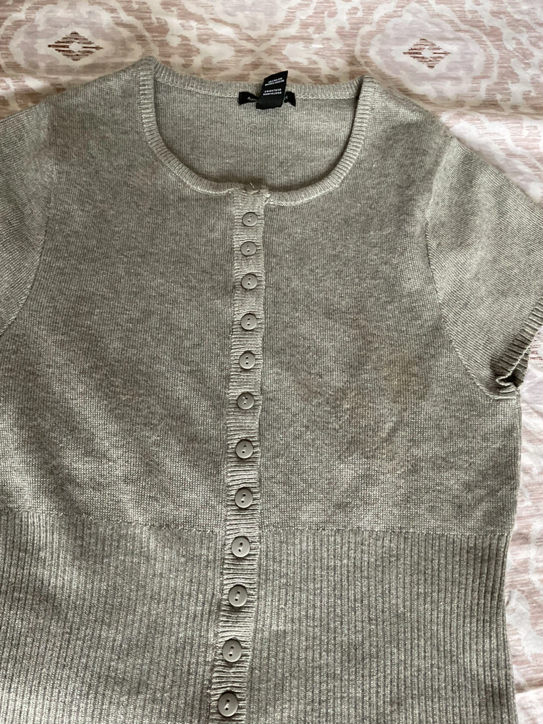 Anne Klein Grey Button-Down Knit Top - photo 2