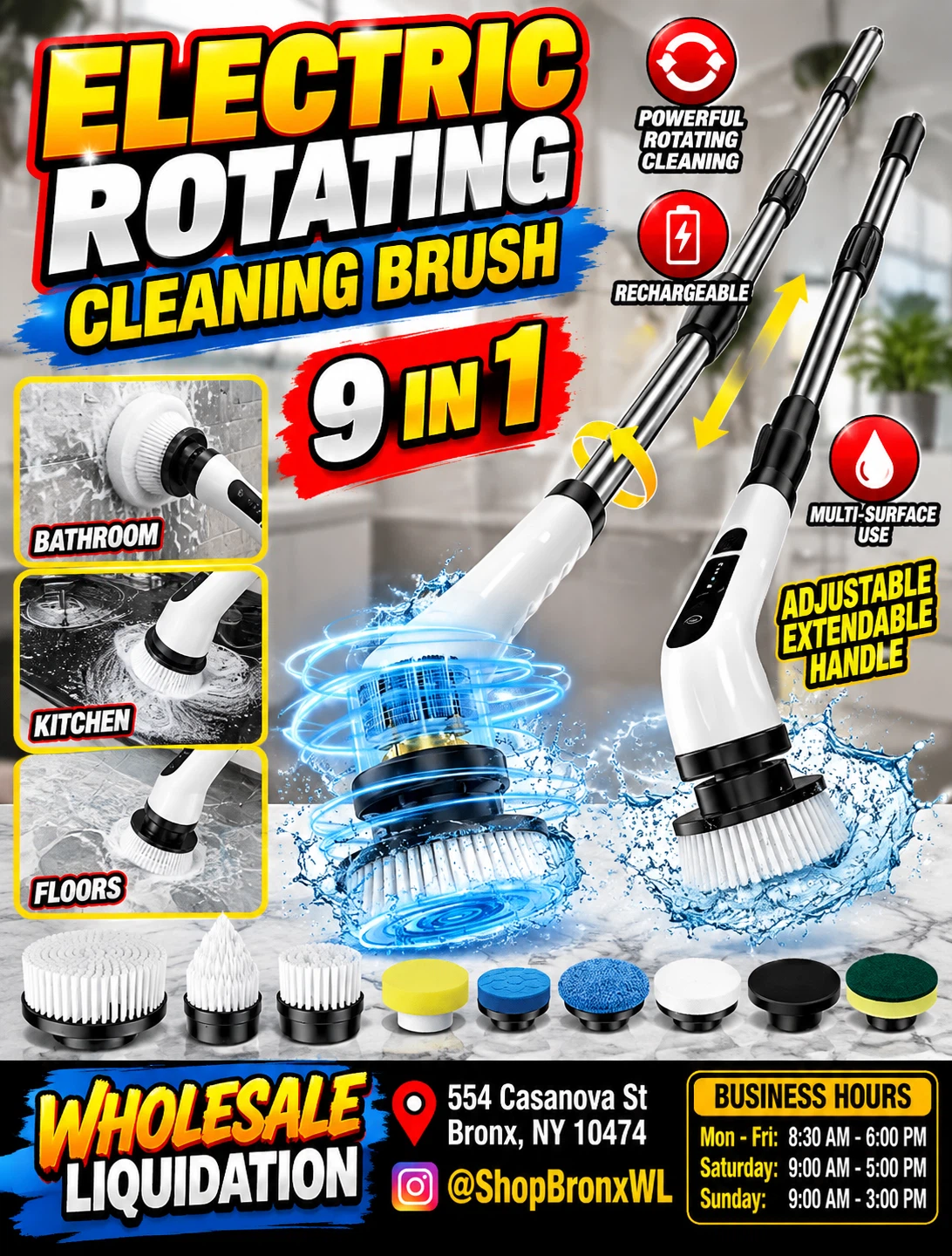 9-in-1 Electric Rotating Cleaning Brush