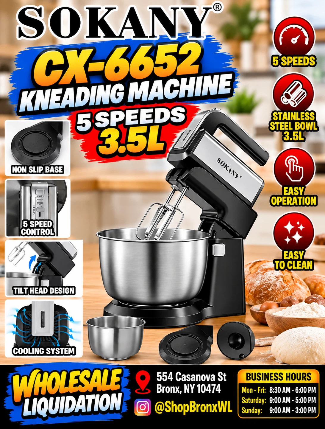 Sokany CX-6652 3.5L Kneading Machine