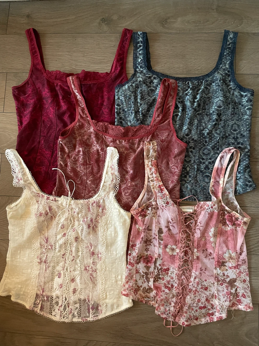 90s Vintage Arianne Lace Corset-Style Tank Tops - Size L