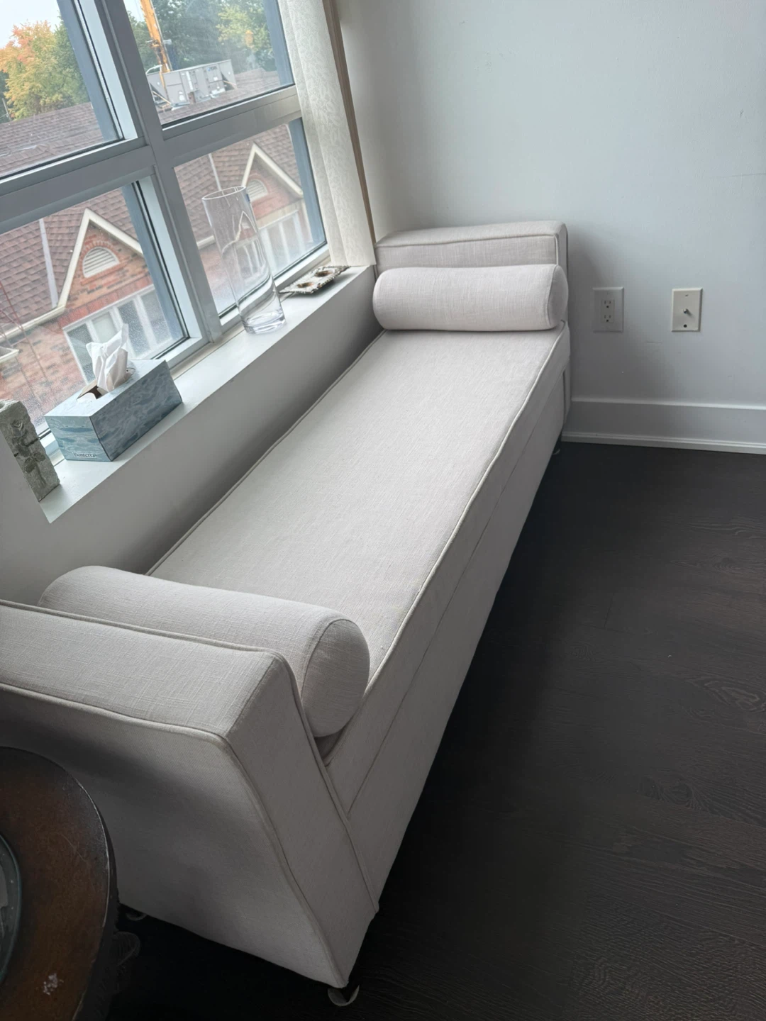 Cream Storage Bench with Bolster Pillows - photo 2