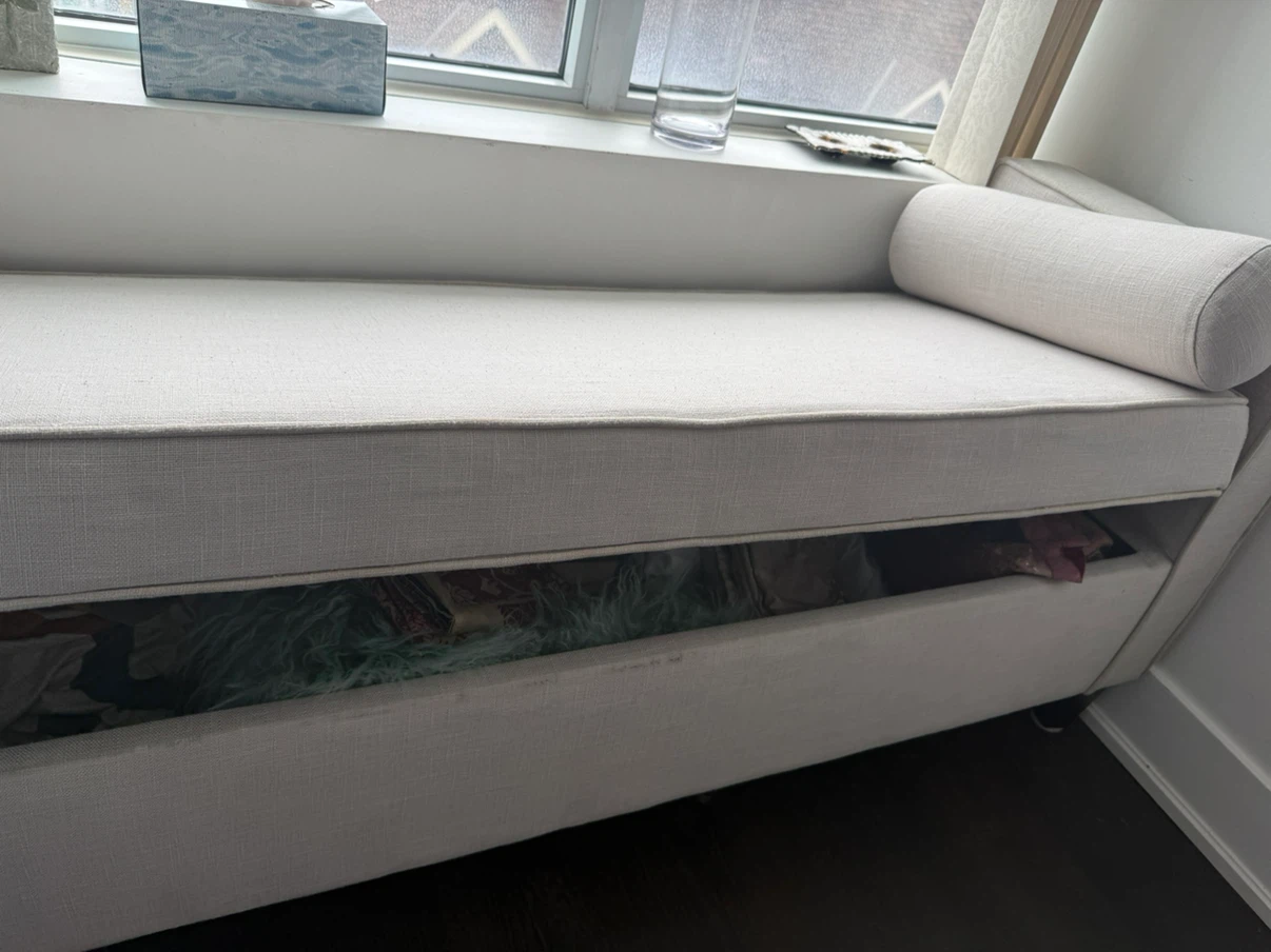 Cream Storage Bench with Bolster Pillows - photo 3