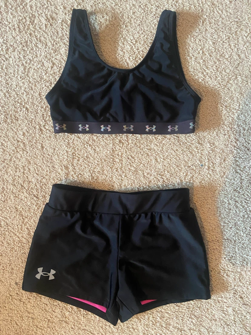 Girls Under Armour Sports Bra and Shorts Set Age 14 - photo 5