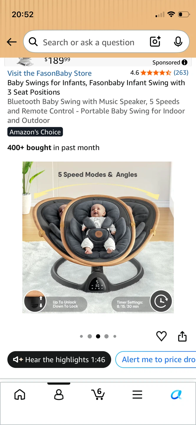 Fasonbaby Infant Swing with Bluetooth and Remote - photo 2