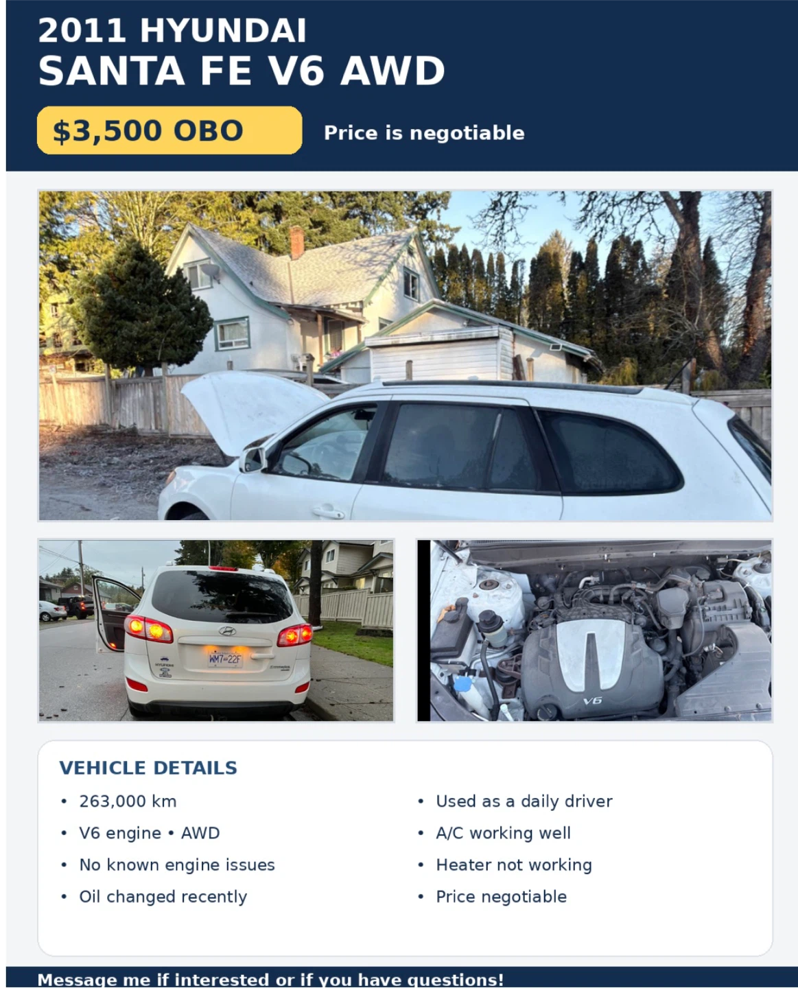 2011 Hyundai Santa Fe V6 AWD
