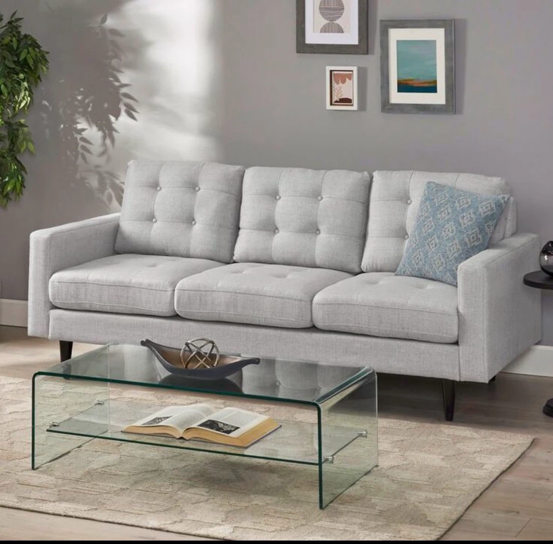 Light Grey Mid-Century Modern Sofa - photo 3
