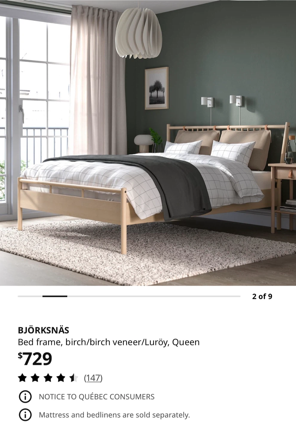 IKEA Queen Bed Frame with Slats - photo 3