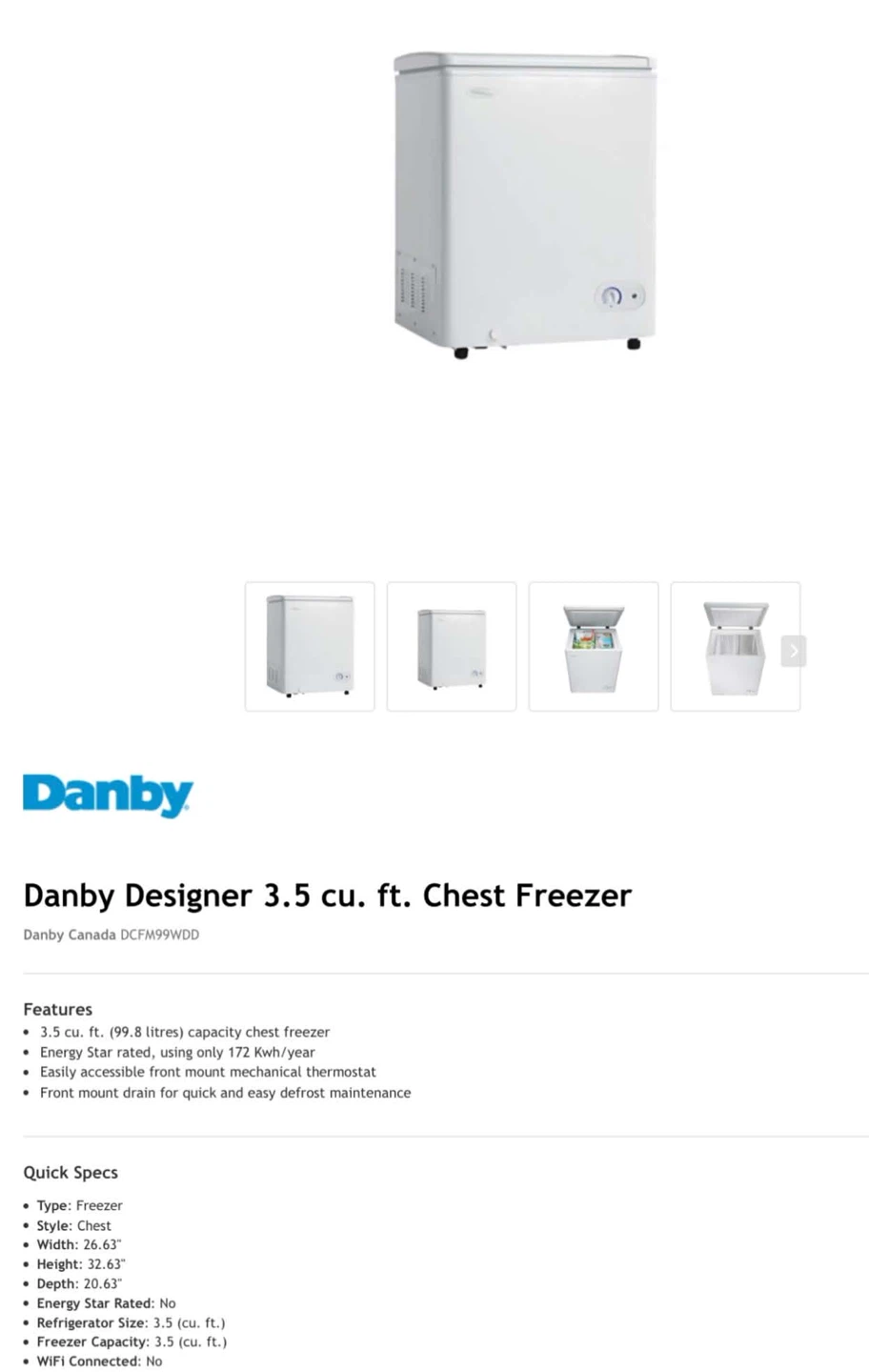 Chest Freezer - Danby Designer 3.5 cu. ft. - photo 3