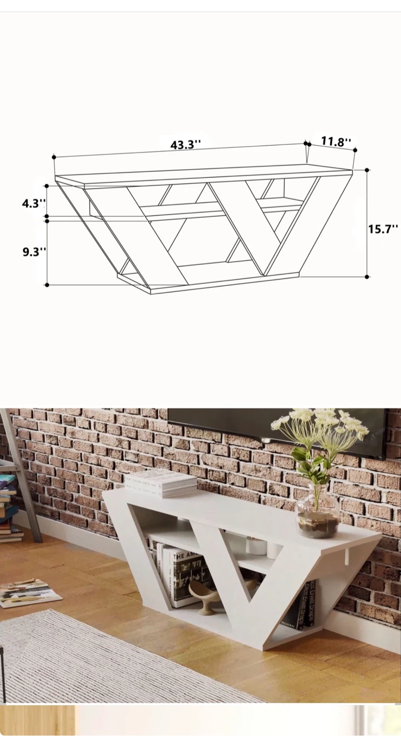 Modern White TV Stand - photo 2