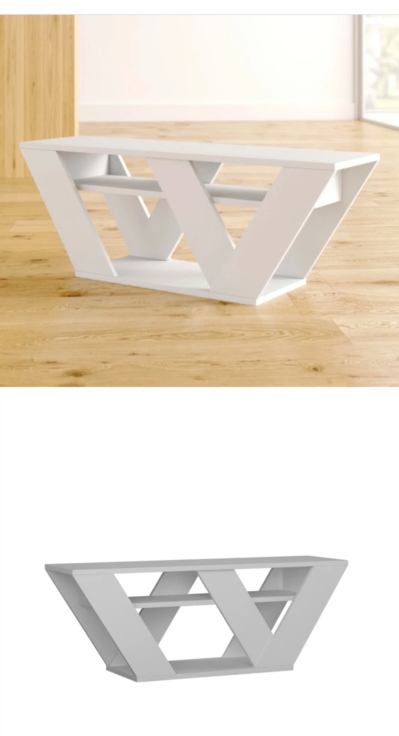 Modern White TV Stand - photo 3