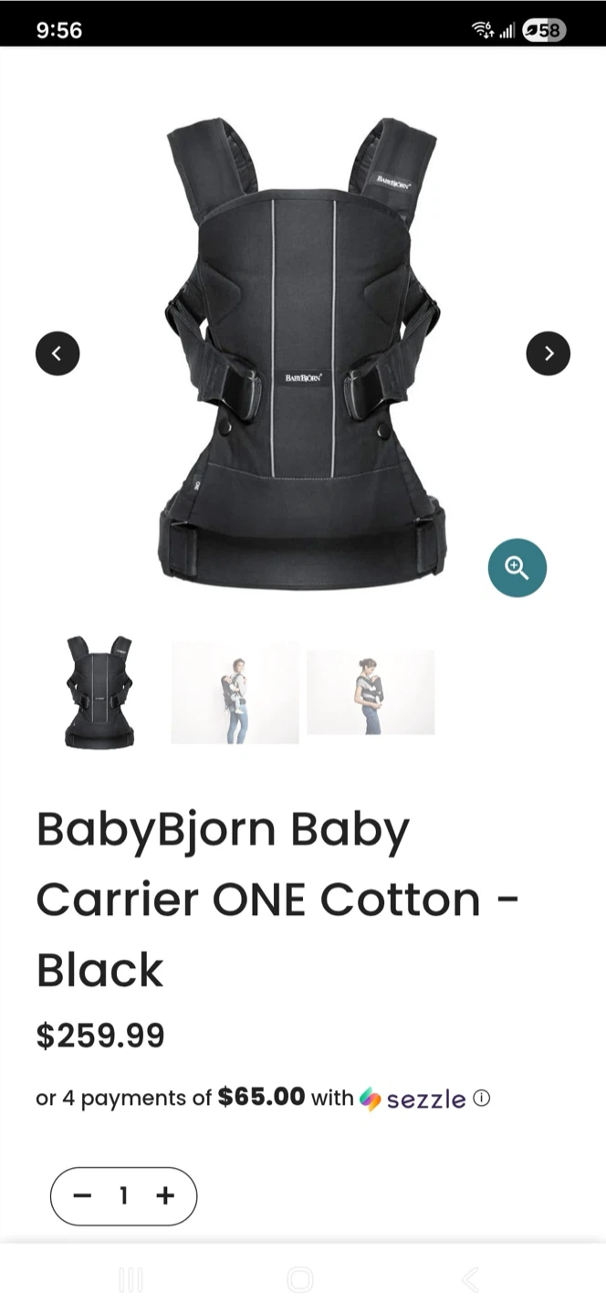 BabyBjörn Baby Carrier ONE Cotton - Black