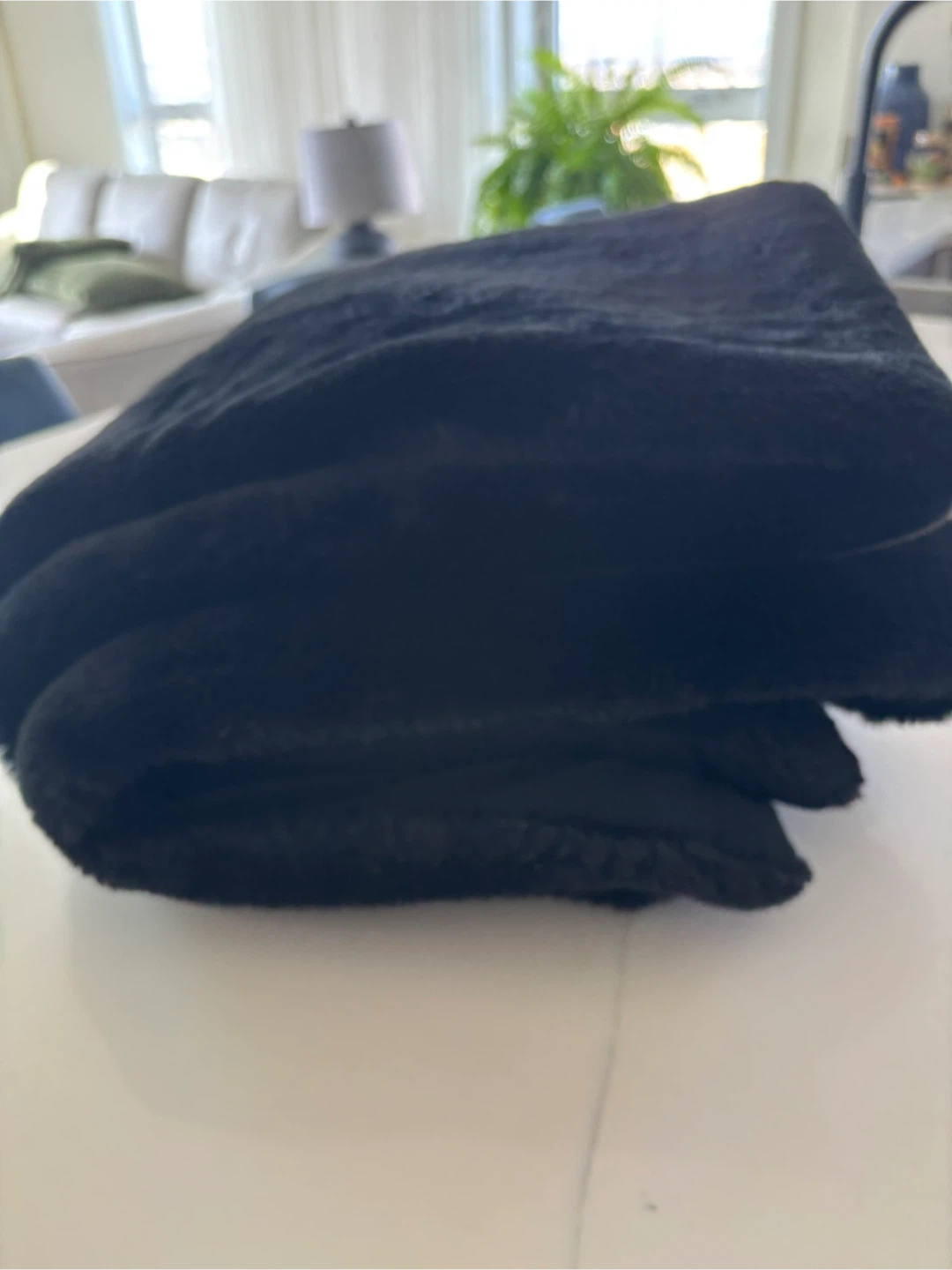 Black Faux Fur Throw Blanket - photo 2