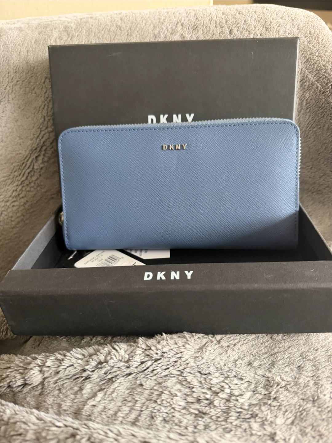 New DKNY Saffiano Leather Zip Around Wallet