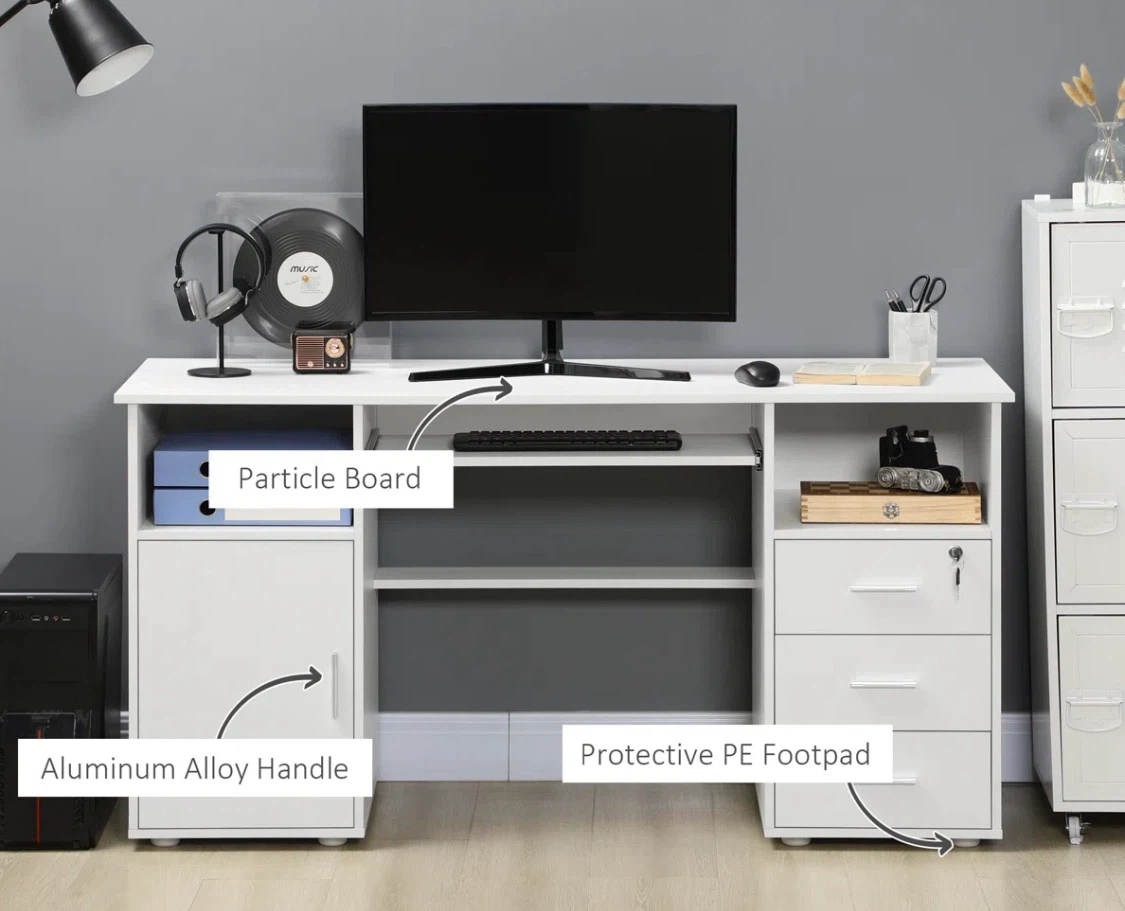 White Computer Desk with Storage - photo 3