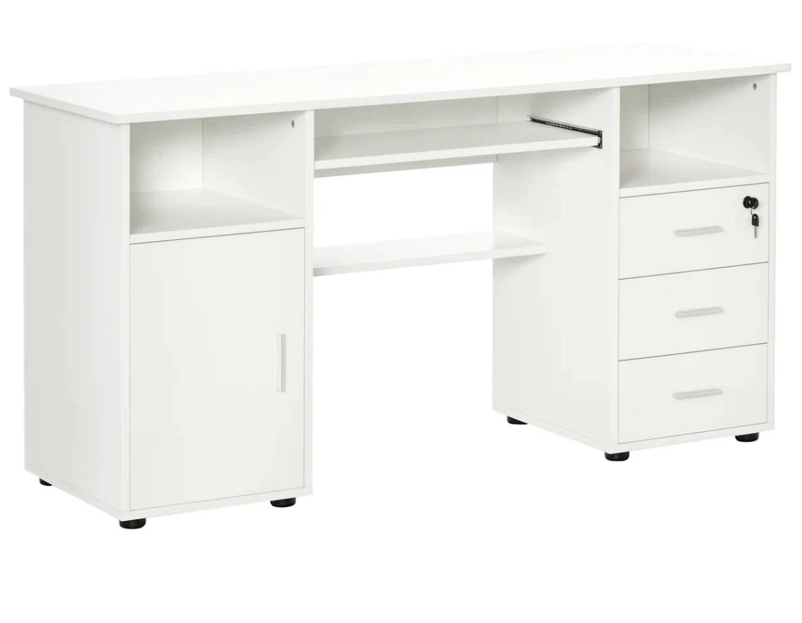 White Computer Desk with Storage - photo 5