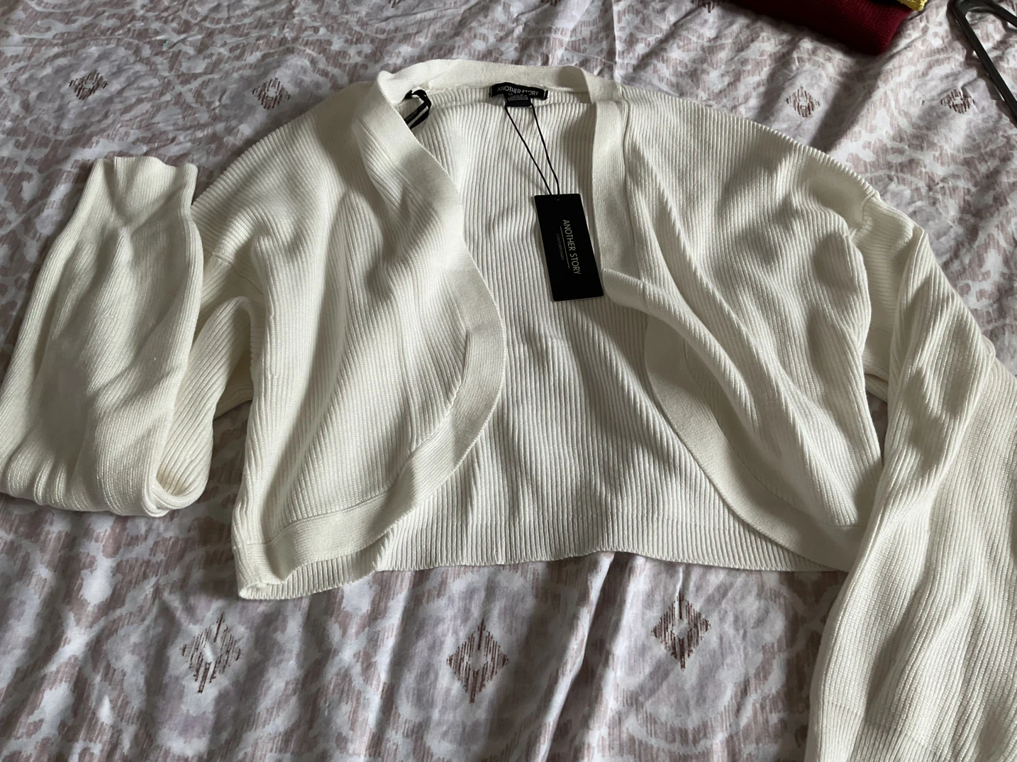 Another Story White Ribbed Bolero