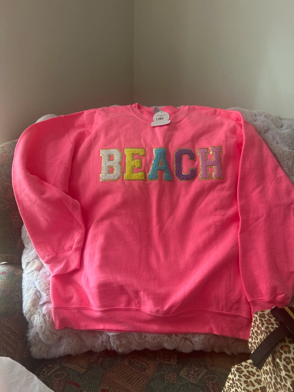 Pink BEACH Graphic Sweatshirt