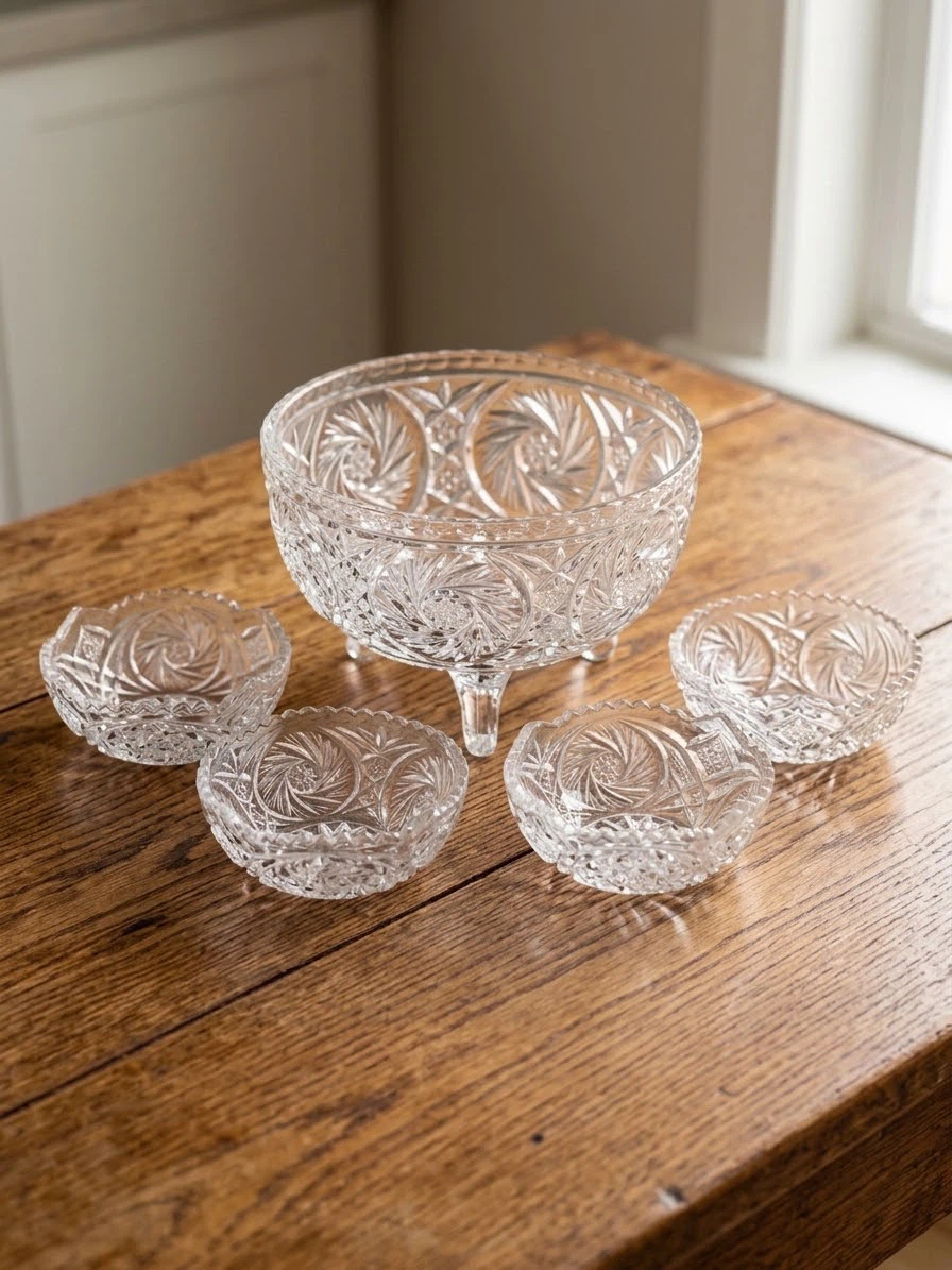 Vintage Cut Crystal 5-Piece Serving Set