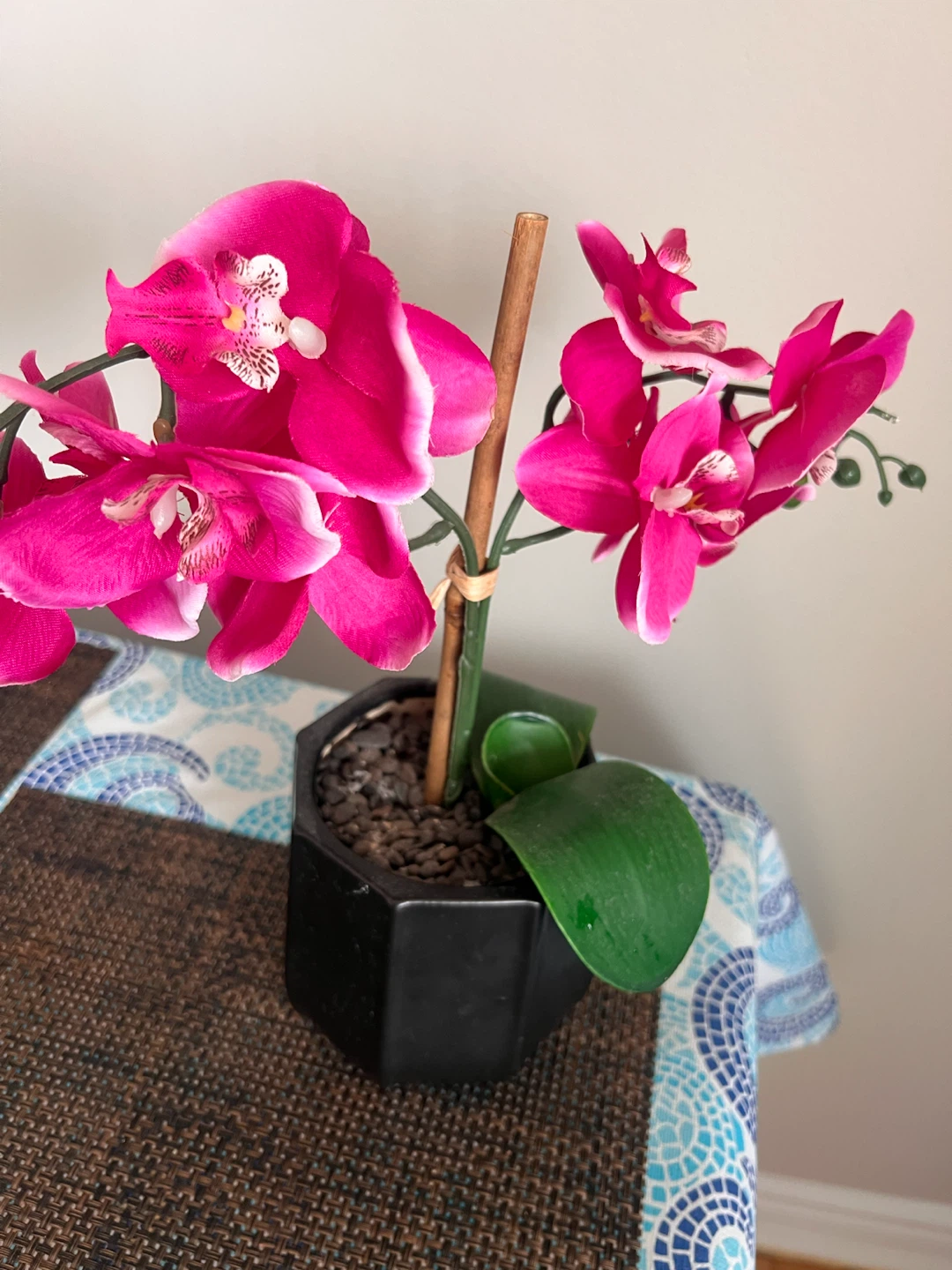Artificial Pink Orchid in Black Pot - photo 2