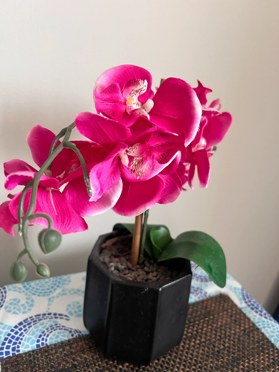 Artificial Pink Orchid in Black Pot - photo 3