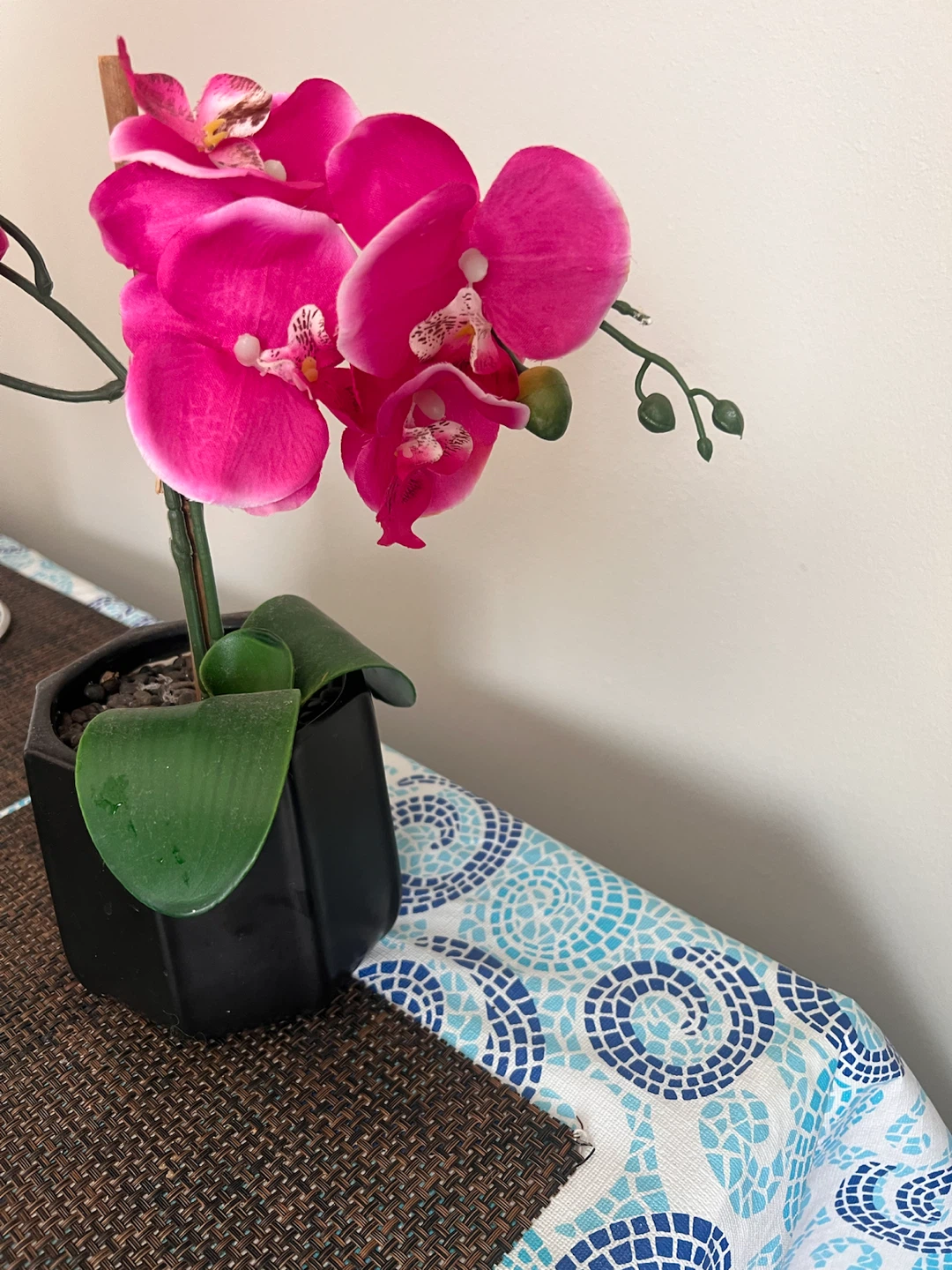Artificial Pink Orchid in Black Pot - photo 4