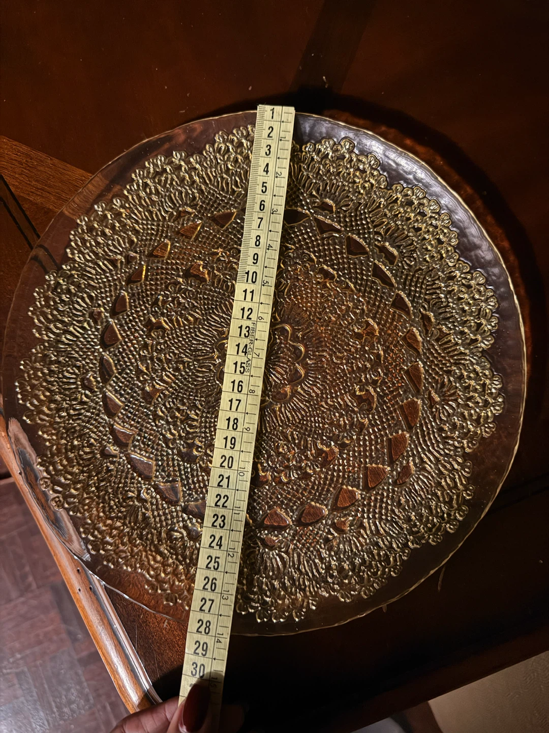 Decorative Gold Lace Pattern Glass Plate - photo 2