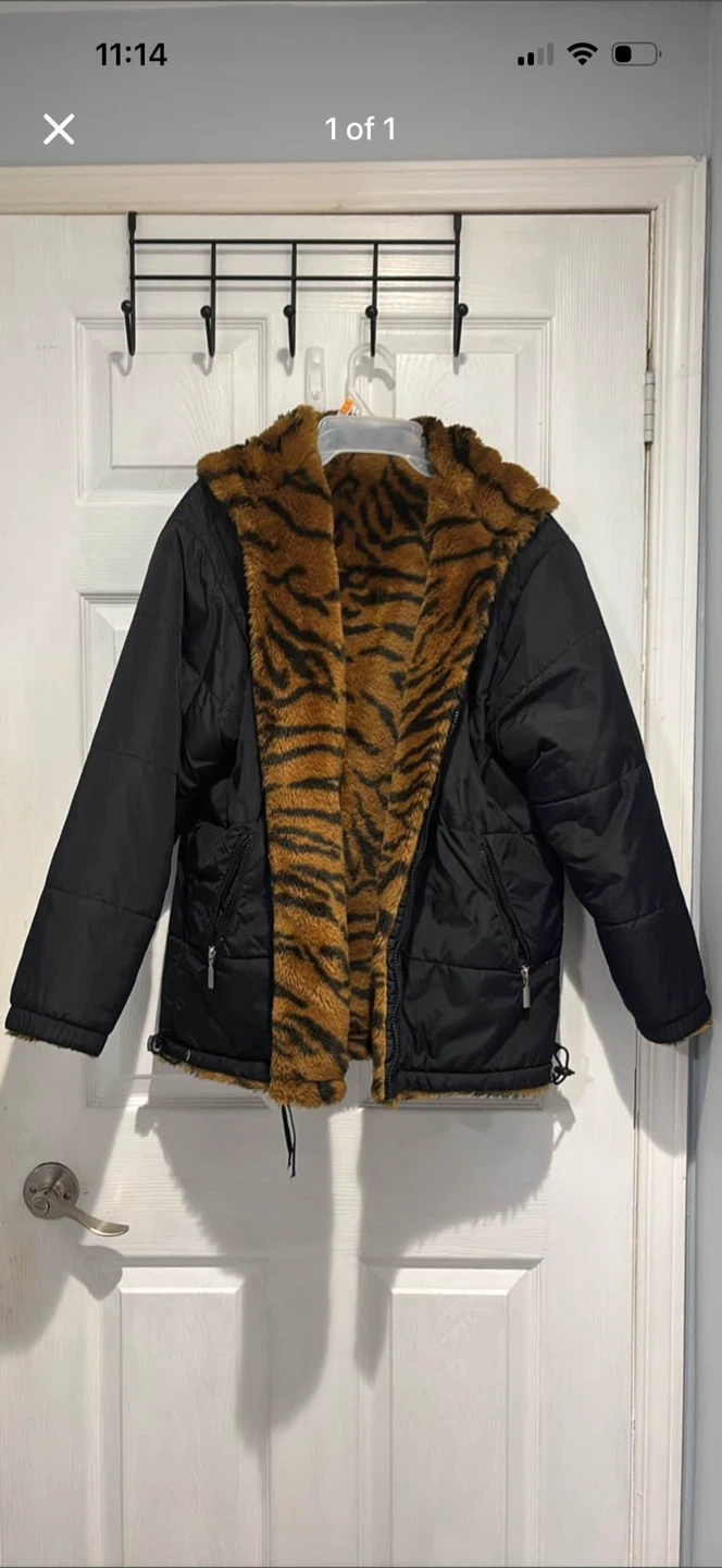 Black and Tiger Print Reversible Jacket