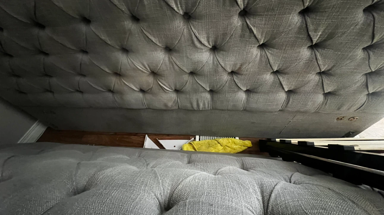 Beige Tufted Upholstered Queen Bed Frame - photo 5
