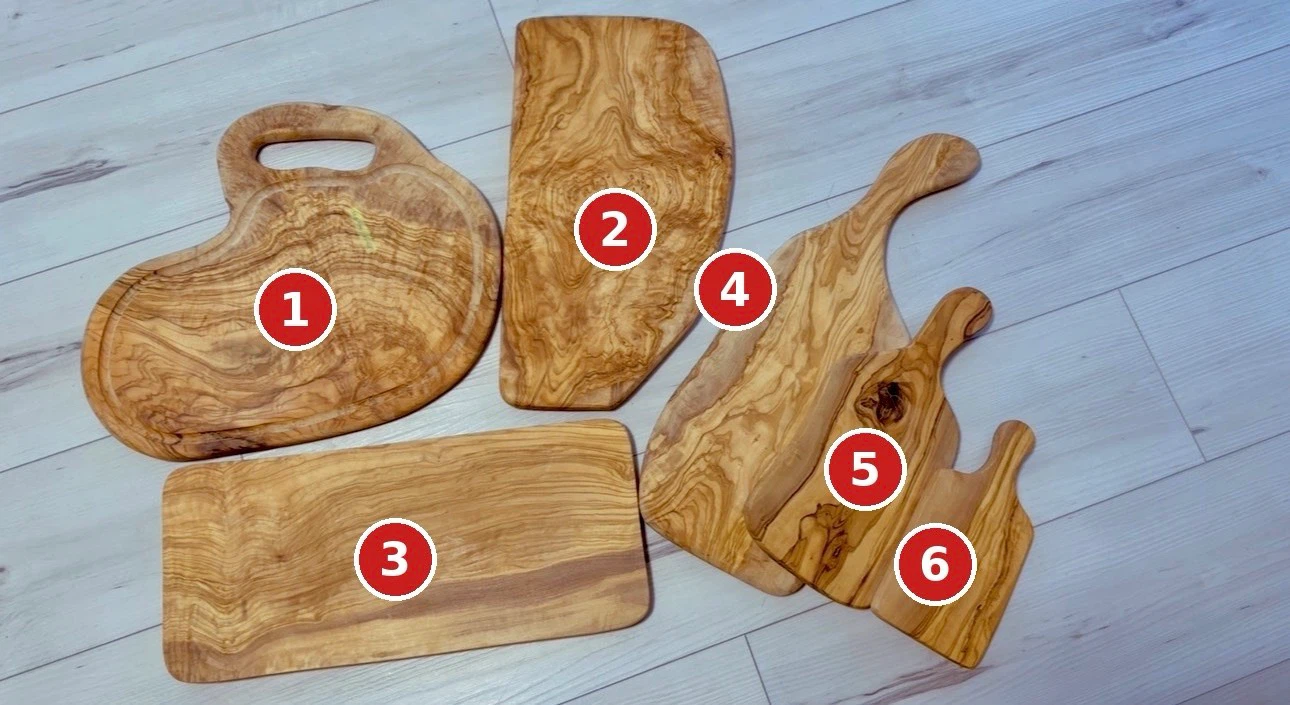 Set of 6 Olive Wood Serving Boards