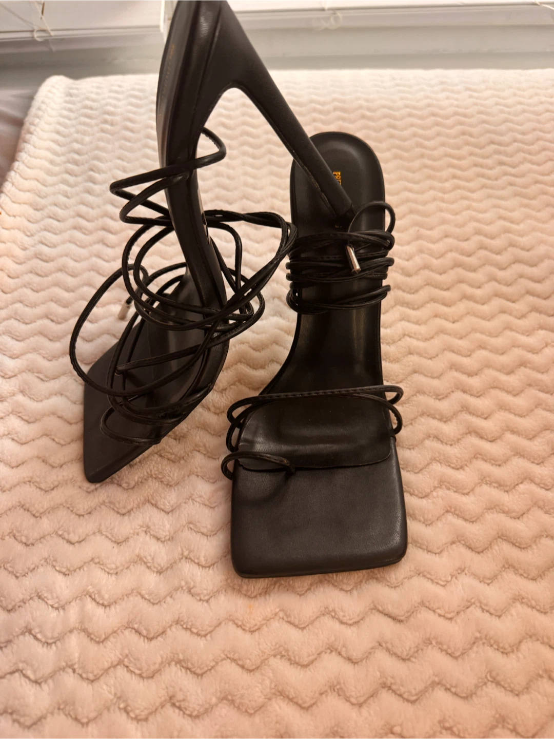 PRETTYLITTLETHING Black Lace-Up Heels - photo 2