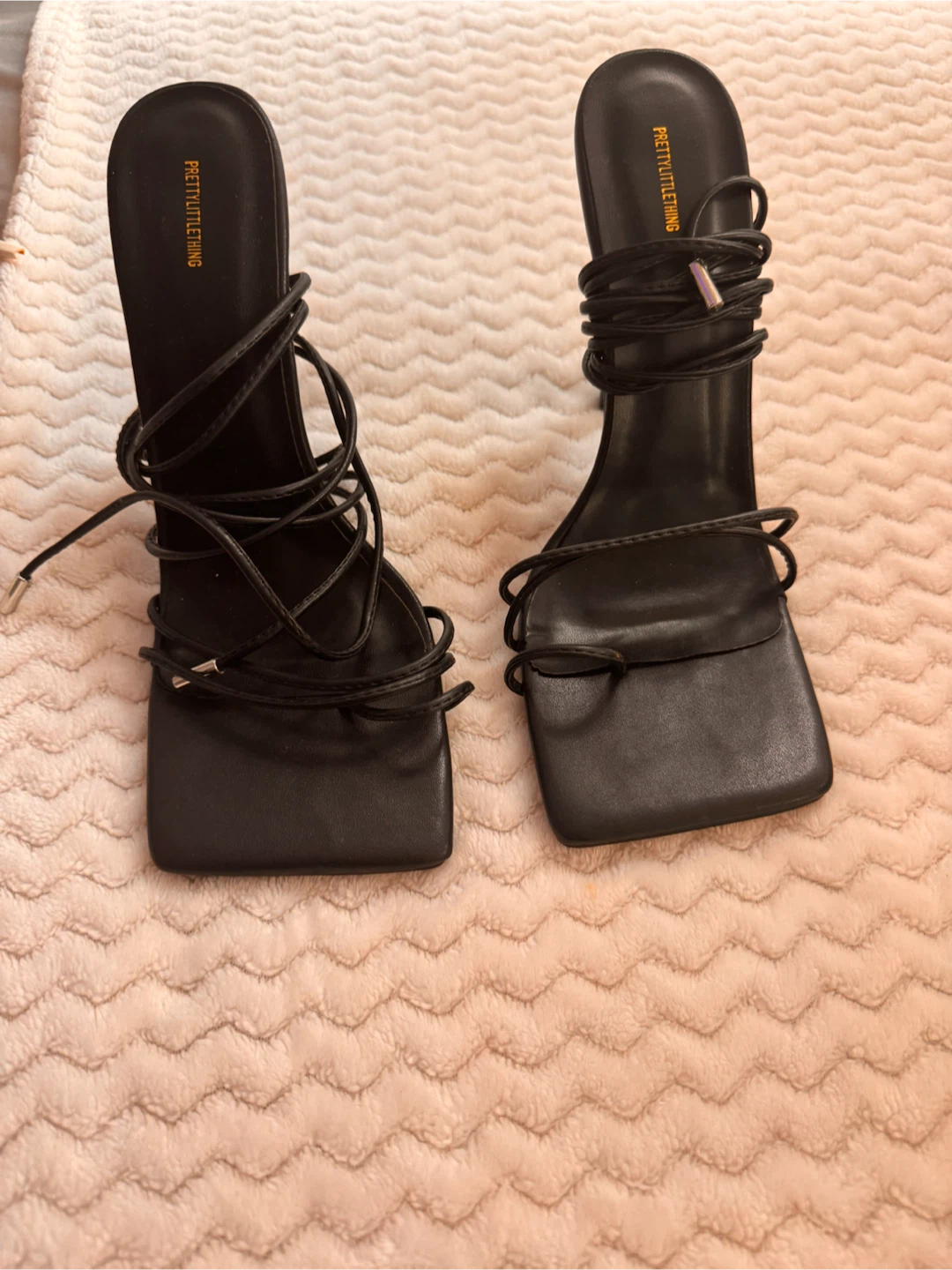 PRETTYLITTLETHING Black Lace-Up Heels - photo 3