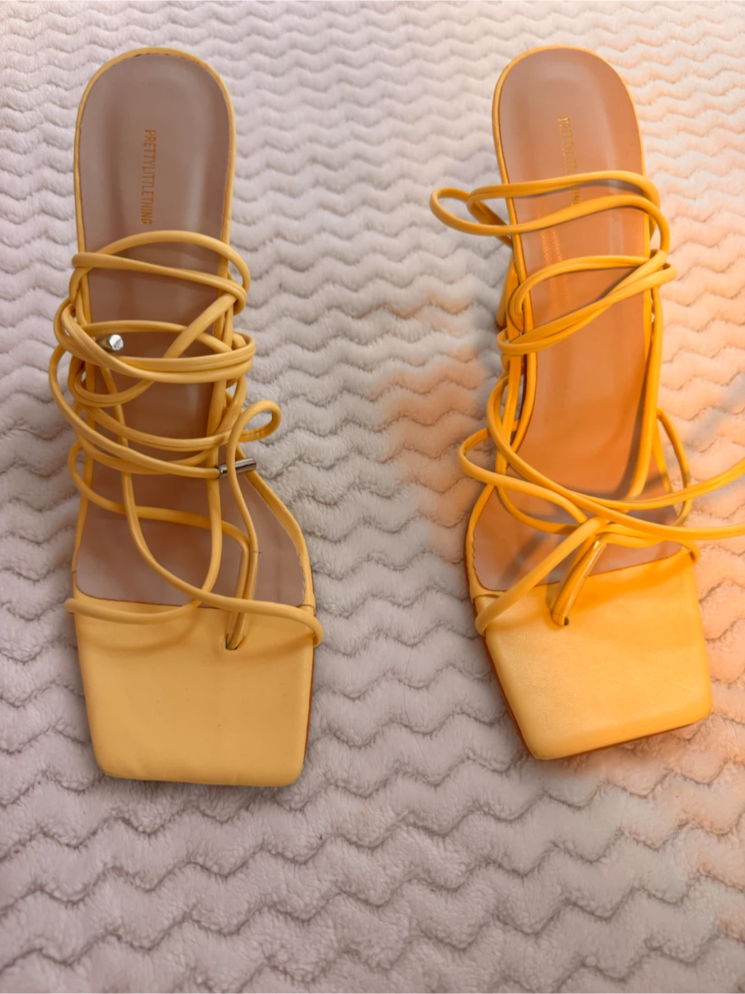PrettyLittleThing Yellow Lace Up Heels - photo 2