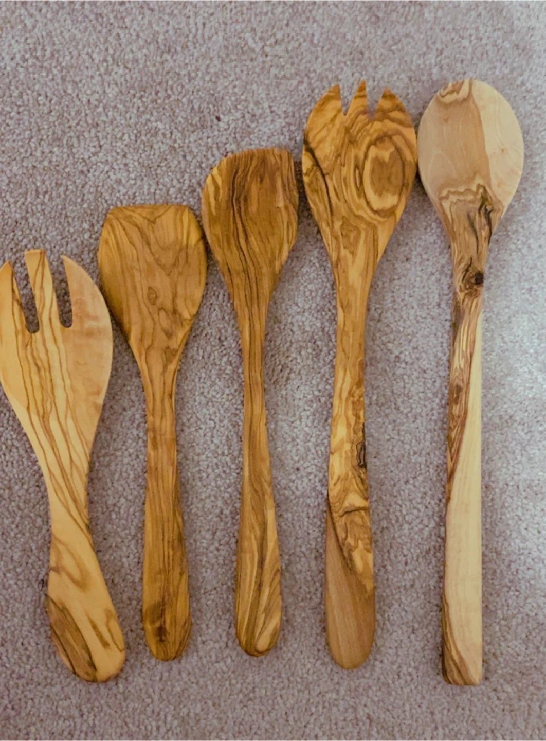 Set of 5 Olive Wood Kitchen Utensils