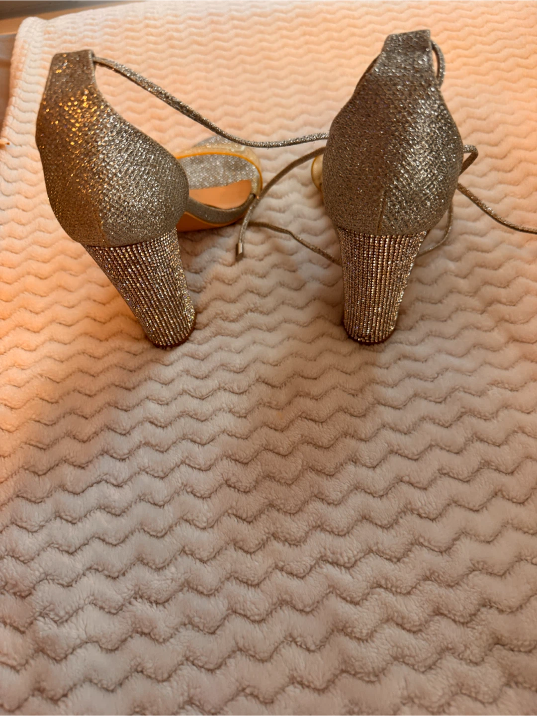 Lala Ikai Silver Glitter Lace-Up Heels - photo 3