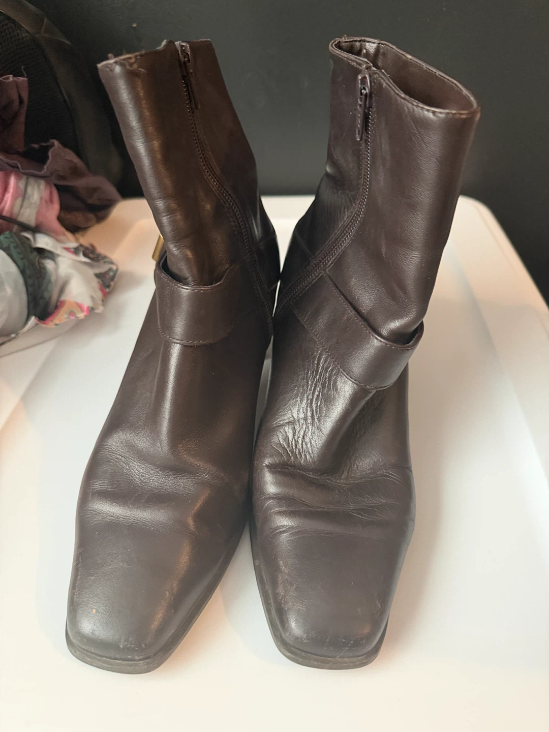 Dark Brown Leather Ankle Boots Size 7.5M