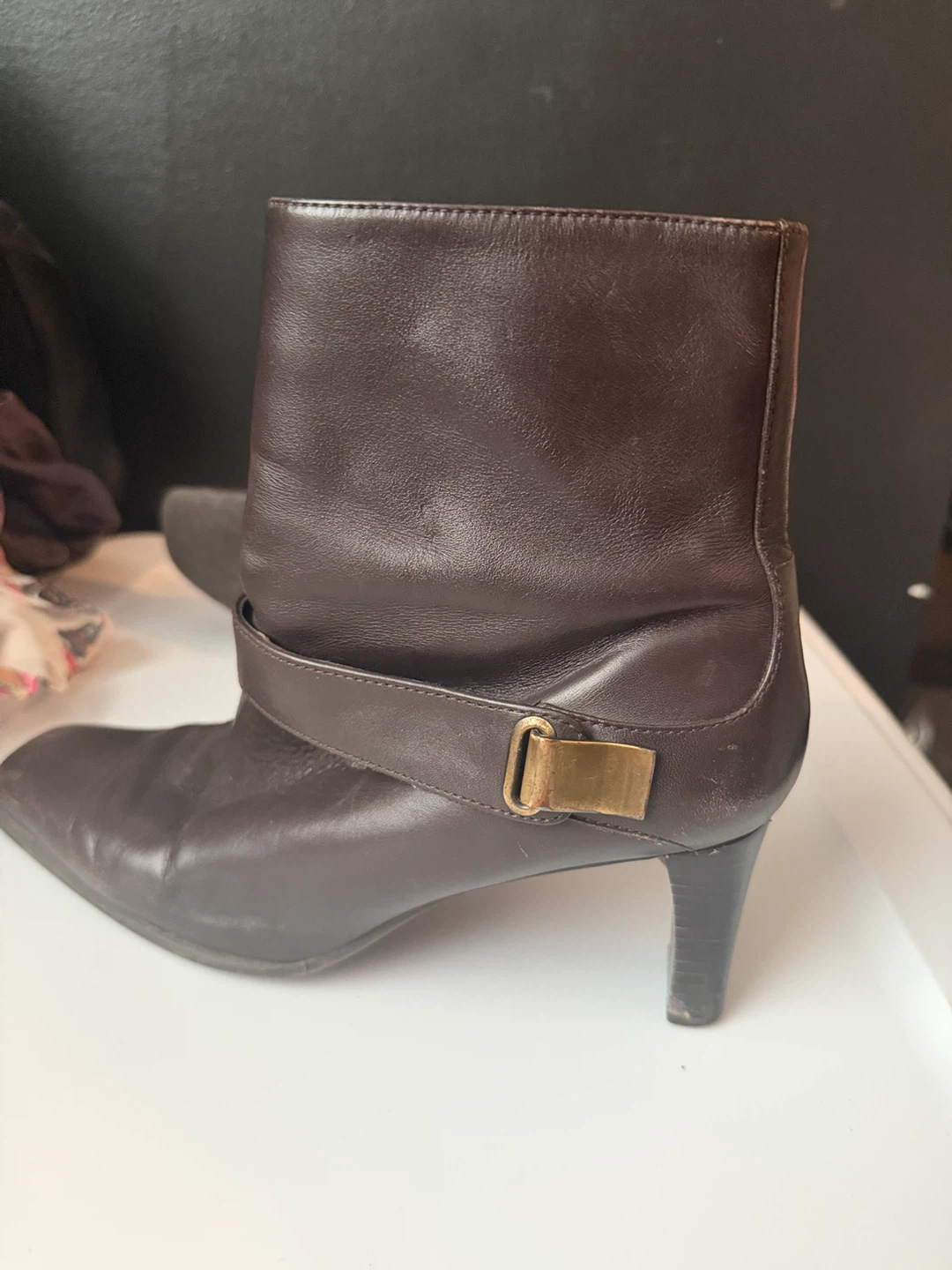 Dark Brown Leather Ankle Boots Size 7.5M - photo 2