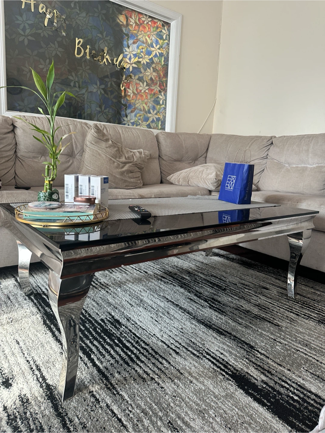 Modern Black Glass Coffee Table