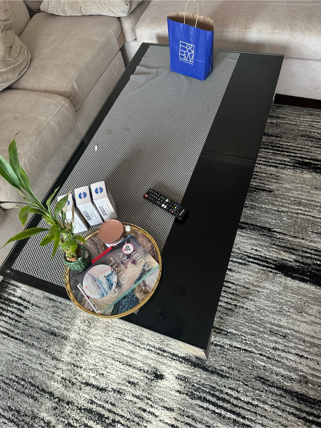 Modern Black Glass Coffee Table - photo 2