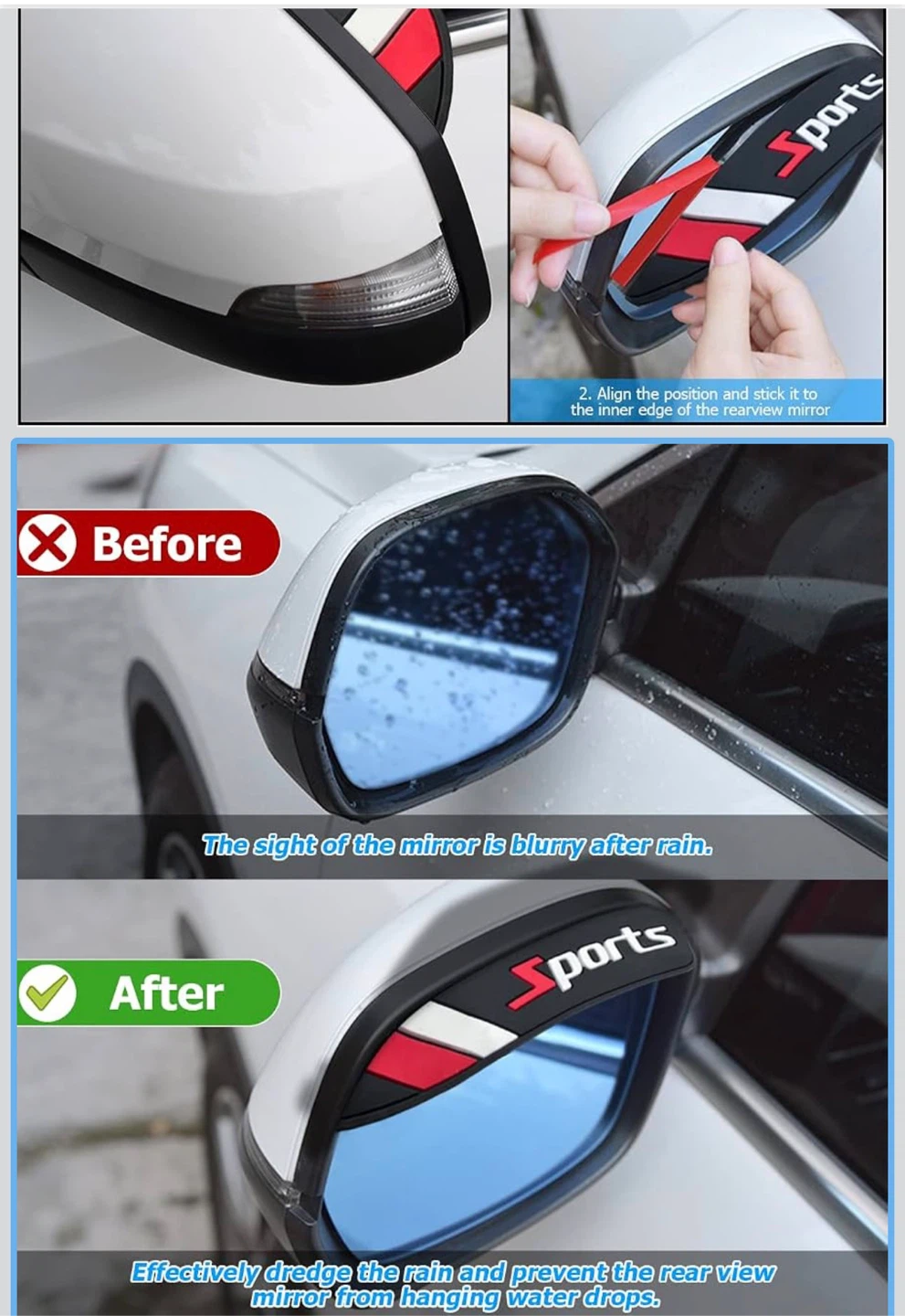 Sports Car Rearview Mirror Rain Guards
