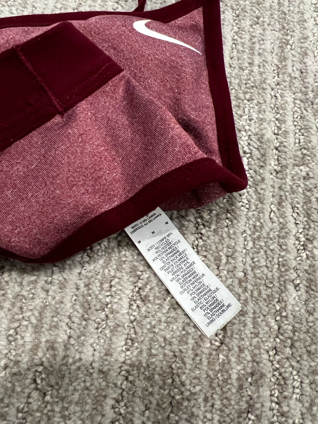 Nike Maroon Sports Bra - Medium - photo 3
