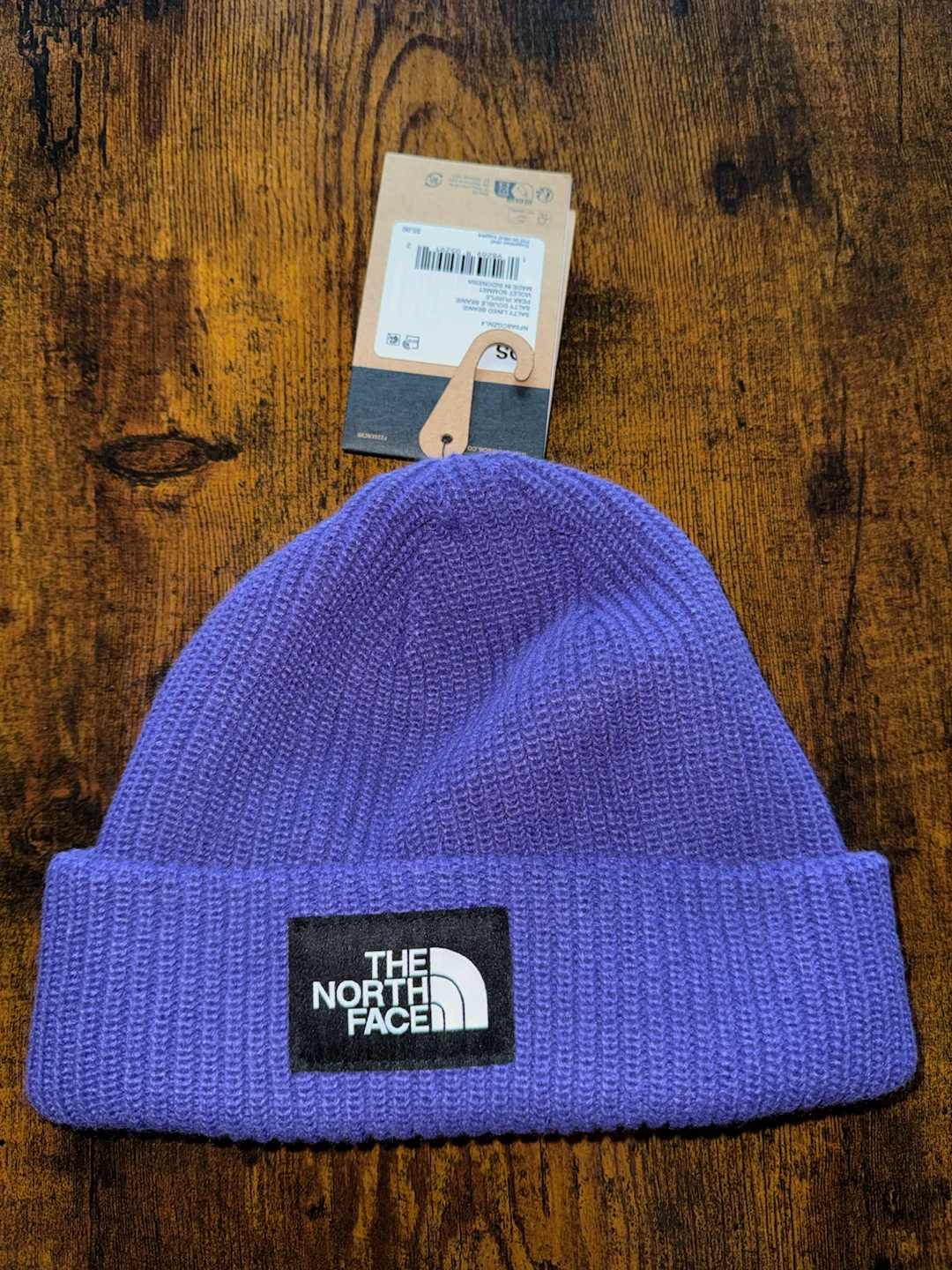 The North Face Logo Box Cuffed Beanie - purple