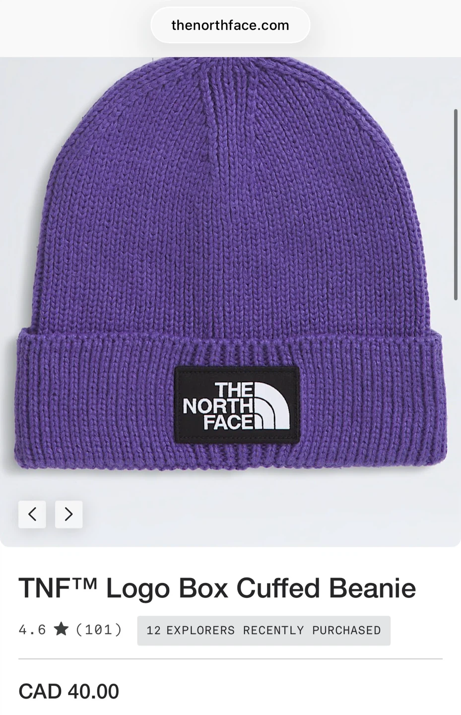 The North Face Logo Box Cuffed Beanie - purple - photo 3